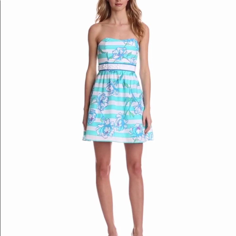 Lilly Pulitzer Langley Shorly Blue Strapless Dress